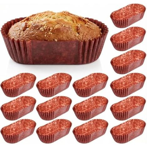 Moules à Pain en Papier de Cuisson Droit, Mini moules à gâteau, Mini moules à gâteau jetables pour Cupcakes, Pains, Muffins et Bonbons (7,3 x 3,5 x 2,5 cm/Chocolat) (1/5)