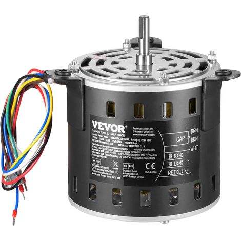 VEVOR Motore per Soffiatore per Fornace 0,37 kW 220 V 2,6 A Motore del Ventilatore della Fornace, 1300 RPM 3 Velocita, Diametro Albero 10 mm Lunghezza Albero 20 mm Condensatore CBB60 15 μF/450 V