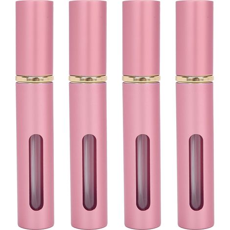 4 bouteilles de parfum en verre 10ml rechargeables, portables, vide - Lot rose (1/5)