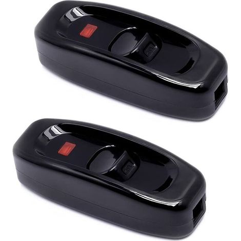 2 Pcs Noir Interrupteur Lampe Inline Switch 250V 10A Interrupteur Intermédiaire avec Voyant Led Interrupteur à Cordon en Ligne pour Lampe de Chevet Lampe Table Câble éLectrique Miroir Lampe (1/5)