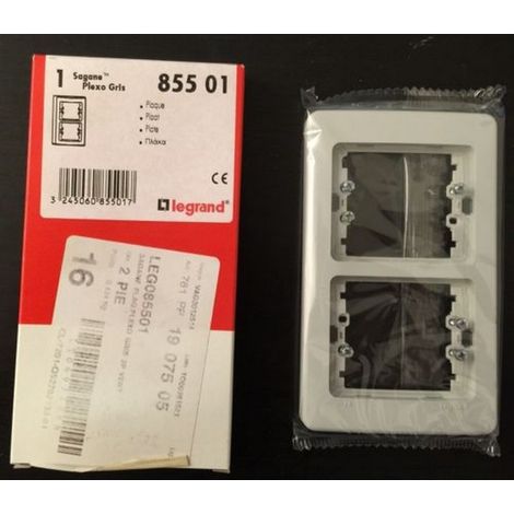 Legrand Sagane 085501 - Plaque Verticale 2 postes PLEXO gris