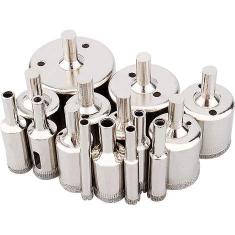 Lot de 15 trépans diamantés pour percer verre, porcelaine, marbre - scies cloches 6-50mm (1/5)