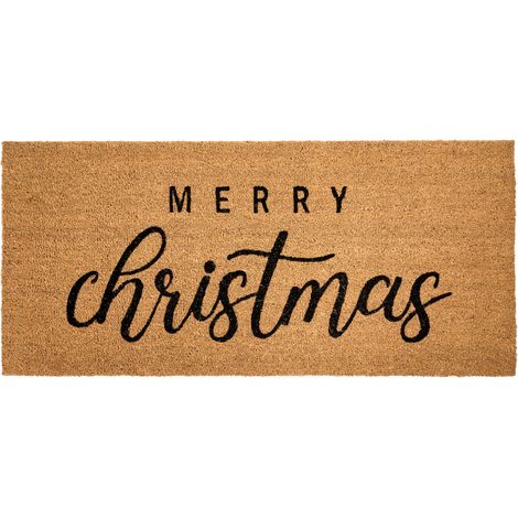 Felpudo de fibra de coco con motivo navideño antideslizante 55 x 120 cm natural Tikub (1/5)