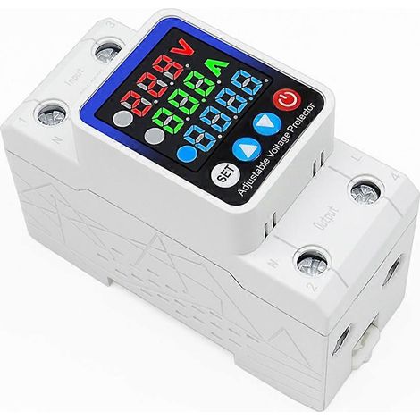 Compteur de consommation électrique 63A kWh monophasé avec protection contre les surintensités et les sous-tensions, relais de protection (1/5)