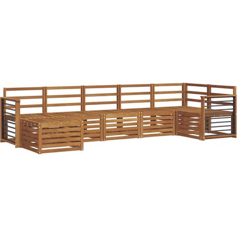 Sofa Sets 7 pcs Natural Solid Acacia Wood vidaXL
