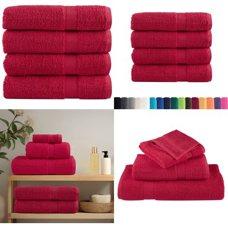 Premium-Badetücher SOLUND 4 Stk. 100x150 cm 600 g/m² - Baumwolle - Badehandtücher - Handtücher - Duschtücher - Rote Handtücher - Home & Living (1/5)