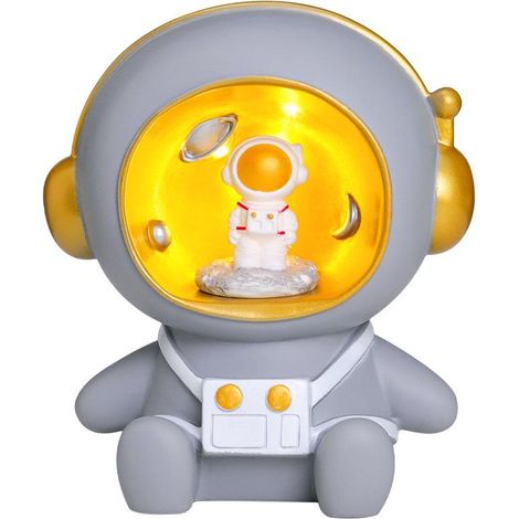Veilleuse astronaute grise 17x15cm, figurine en résine, cadeau d'anniversaire créatif pour enfant, boîte à surprises (1/4)