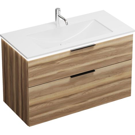 Meuble bas Burg Eqio en fonte minérale WT+WT, décor Frassino Cappuccino/Alpinw.GR0200