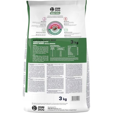 Croquettes pour chiens de petite race JOHN DOG GOOD FORM POULET BOEUF 3 kg (1/5)