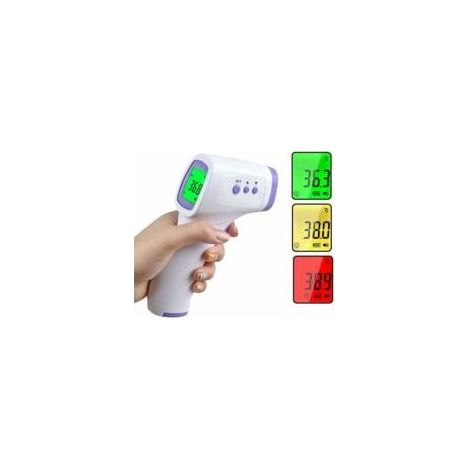 Thermomètre Frontal Infrarouge médicale Thermometre sans Contact pour Adulte Enfant bébé, Affichage LCD Mode avec indicateurs colorés Option sonore, et 32 mémoires - Crezuo (1/3)