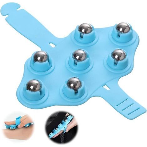 (Blau) Massagerolle – Anti-Cellulite – Blau – 162 x 84 x 26 mm – Stahlkugeln, PVC + POM + Carbon – 197 g (1/4)