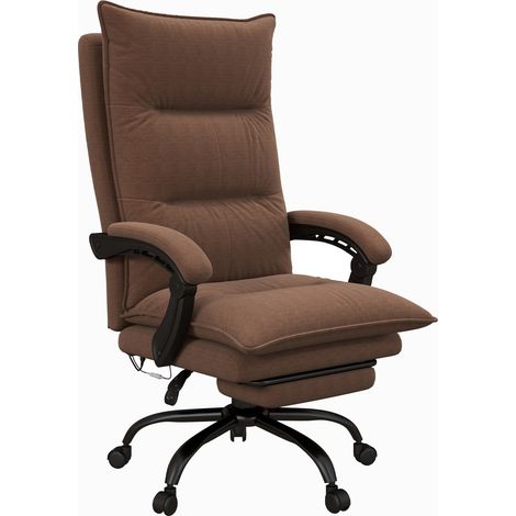 Bürostuhl mit Massagefunktion, 155° neigbar, Drehstuhl mit Armlehne, ergonomischer Schreibtischstuhl, Braun (1/5)