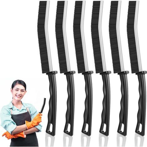 Brosse de nettoyage pour rainures de fenêtre, salle de bain, toilettes, cuisine, 6 pièces (1/5)