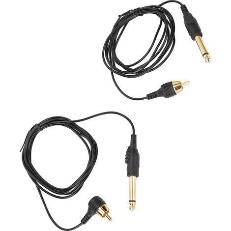 Câble RCA pour Machine à Tatouage, 2 Pièces avec Connecteurs, Longueur 1.9m, Accessoires Professionnels Tatouage (1/5)