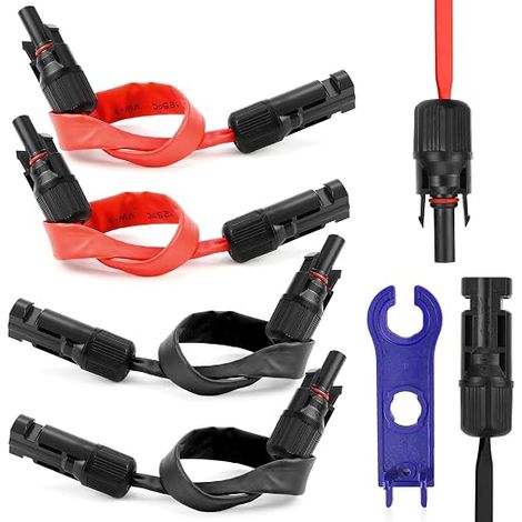 solar extension cable 6 mm², 35 cm, flat solar cable, window pass, PV cable, for solar panels (1/5)
