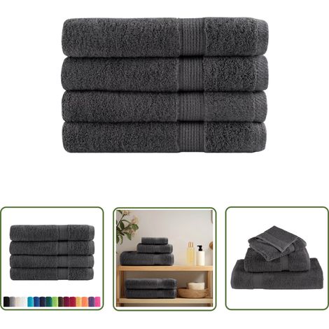 The Living Store Premium-Handtücher SOLUND 4 Stk. Anthrazit 100x200 cm 600 g/m² - Baumwolle - Handtücher - Badeset - Duschtücher - Strandtuch (1/5)