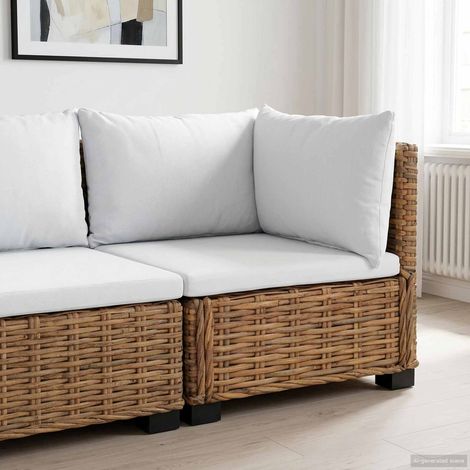 vidaXL Sofá esquinero con cojines GENDT Ratán natural Natural (1/5)
