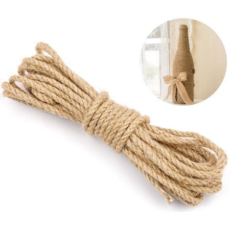 Corde de jute de 4 mm 5 m, corde naturelle, corde de chanvre, ficelle de jute pour le jardin, bricolage, artisanat, emballages et décoration (1/5)