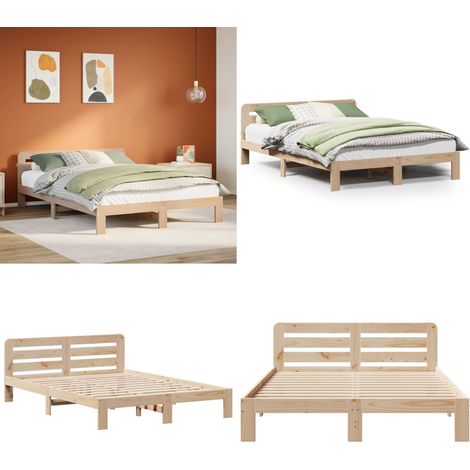vidaXL Cadre de lit sans matelas 150x200 cm bois de pin massif (1/5)