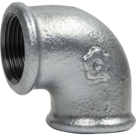 Raccord Coude 90° Femelle/Femelle Fonte Malléable Galvanisée EN 10242 3/8'' (1/2)