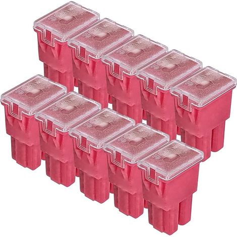 10 Stück quadratische 30A Auto-Sicherungen, Standard-Profil-Hochleistungs-Box-Sicherungen für SUVs, Autos, LKWs und Boote (Innenstecktyp) (1/5)