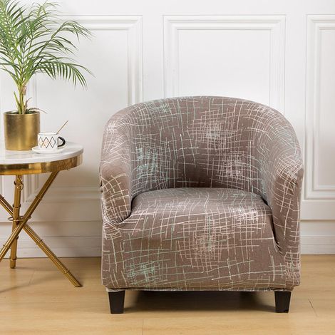 Housse De Fauteuil Extensible Housse De Chaise Imprimé Amovible Lavable Housse De Canapé Modern Revêtement De Fauteuil Pour Comptoir De Bar Salon Salle À Manger Réception Bureau (13) (1/5)