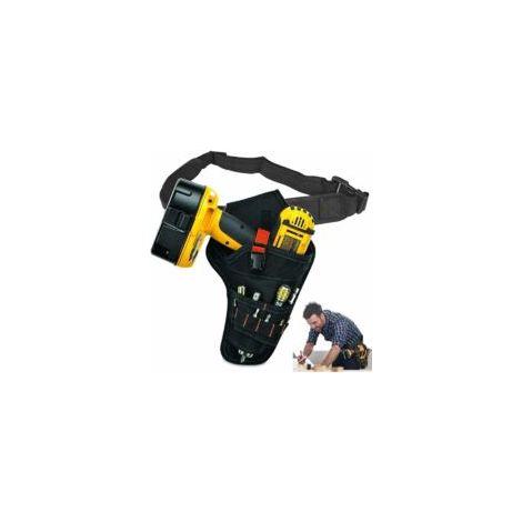 Sac à outils avec ceinture, sac à outils de perçage, sac à outils avec ceinture porte-outils réglable pour électricien, charpentier, technicien, famille (rouge) (1/4)