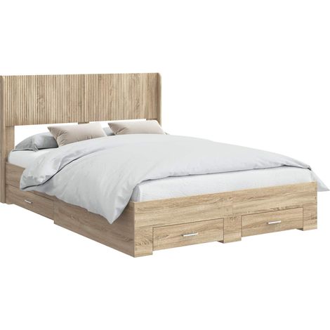 Estructura de cama con almacenamiento y cabecero Roble Sonoma vidaXL (1/5)