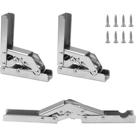 Charnières pliantes à 90 degrés, charnières pour étagères et portes de placard (Lot de 2) — Argent, vis incluses (1/5)