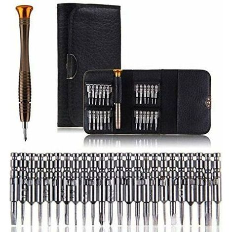 Precision Screwdriver Mini 25 in 1 Precision Screwdriver Kit Repair Tools, Screwdriver Tools Set Leather Case for iPhone, Cell Phone, Laptop, Watch, Toys, Glasses, Jewelry etc (1/5)