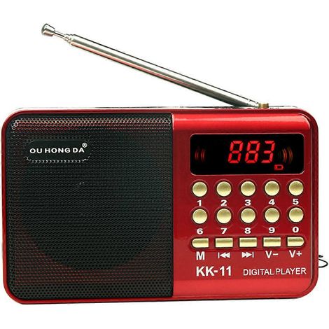 HONORNIC - Mini radio FM portable rechargeable numérique, lecteur MP3 USB, haut-parleur pour carte SD