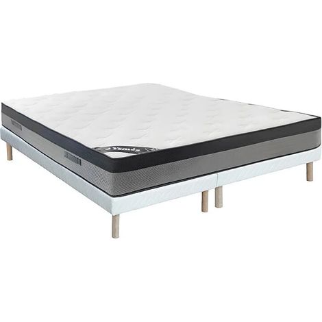 Ensemble 180 x 200 cm sommier tapissier + matelas hybride ressorts ensachés 7 zones et mémoire de forme ép.30cm - ILYROS de YSMÉE