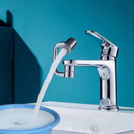 Universeller 1080°-Schwenk-Wasserhahn-Luftsprudler mit drehbarem Roboterarm für klappbare Küchenspülen - C