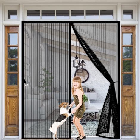 Magnetisches Moskitonetz 130 x 220 cm, magnetischer Vorhang für Balkon, großer magnetischer Türvorhang für Tür oder Fenster, schwarz (1/5)
