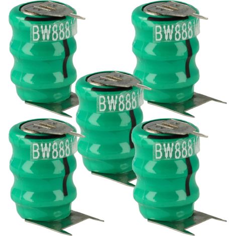 vhbw 5x NiMH replacement button cell battery tab type V40H 3 pins 40mAh 3.6V suitable for model building batteries, solar lights etc. (1/4)