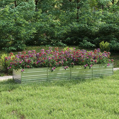 vidaXL Letto Rialzato Giardino 320x80x45 cm in Acciaio Zincato