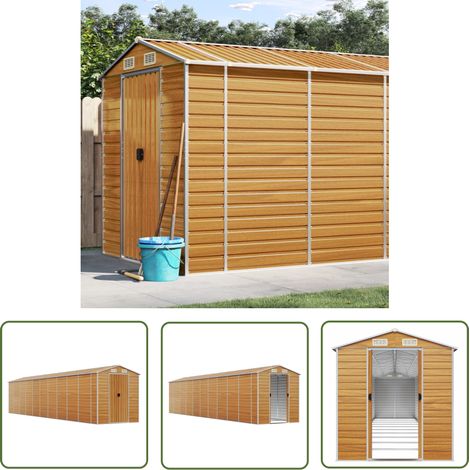 The Living Store Gerätehaus Hellbraun 191x895x198 cm Verzinkter Stahl - Geräteschuppen - Gartenhaus - Werkzeuglager - Outdoor-Lagerraum - Stauraum (1/5)