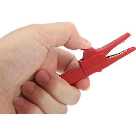 J.60039 Sicherheitsprüfklemme mit 4 mm Bananenstecker am Ende, große Pistolengriffklemme, verkauft in 5er-Packs, rot. (1/5)