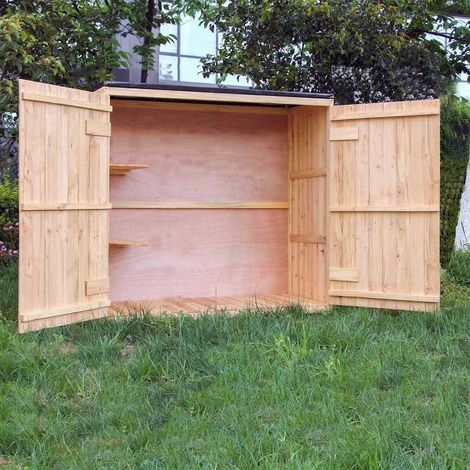 Le Poisson Qui Jardine – Armoire de jardin en bois verni 136 x 127 x 58 cm – Double porte à accès facile – Protection contre intempéries – Rangement outils (1/4)