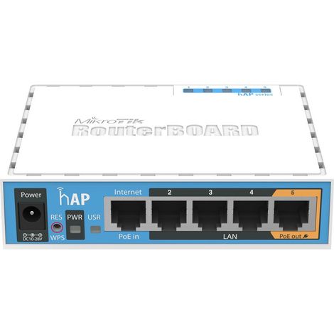 Punto de Acceso Mikrotik hAP AP hAP 802.11b/g/n 2x2 5xLAN Blanco