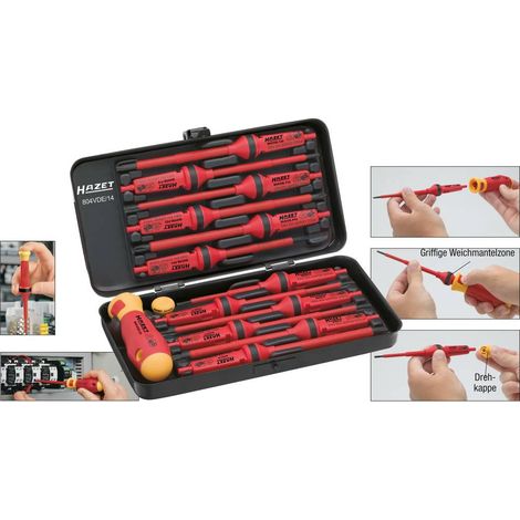 Hazet VDE Kit di punte intercambiabili per giraviti 14 parti Taglio, Croce Phillips, Croce Pozidriv, TORX interno (1/5)