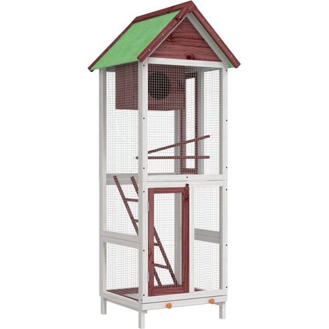 Maison à oiseaux moka 60x58,5x160 cm bois massif de pin (1/5)