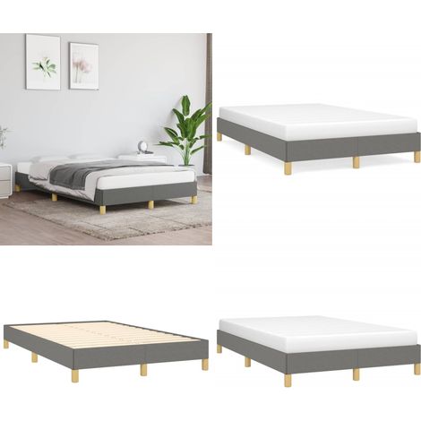 Cadre de lit sans matelas gris foncé 120x190 cm tissu - Cadre De Lit - Lit Double - Literie - Meuble Chambre - Sommier - Home & Living (1/5)