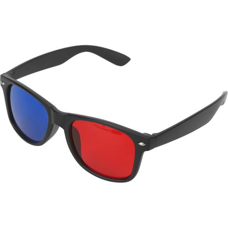 Lunettes 3D, monture en plastique noir, verres en résine, légères et confortables, lunettes rouges et bleues pour films et jeux. (1/5)