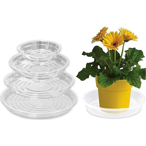 Set mit 8 Untersetzern (15 cm / 20 cm / 25 cm / 30 cm) – Transparente Schalen. Geeignet für Blumentöpfe, für Zimmer- und Gartenpflanzen. (1/5)