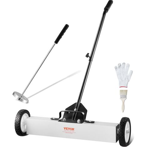 Balayeuse Magnétique 60 cm avec Roues, Capacité 22,6 kg, Balai Magnétique à Manche Télescopique, avec Outil de Ramassage à Aimant Poignée Réglable, Collecteur Clous Vis, pour Atelier Garage (1/5)