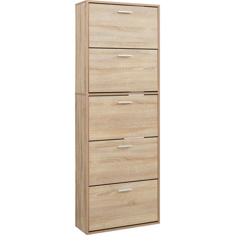 Zapatero mueble almacenaje zapatero con 5 abatibles roble sonoma 030010141 (1/4)