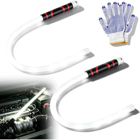 2 Pièces Lampe Torche LED Pliable, 73cm Lampe De Travail Rechargeable, Lampe Inspection Flexible, Bâton Lumineux LED Flexible,1 Paire Gants à Pois für Réparations, Entretien et Éclairage de Secours (1/5)
