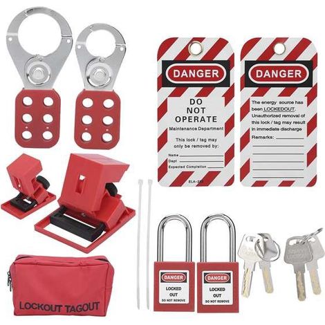 Lockout-Tagout-Kit, Sicherheitsvorhängeschloss aus Thermoplast, für mechanische Schlösser, rot, Lockshaft (1/5)