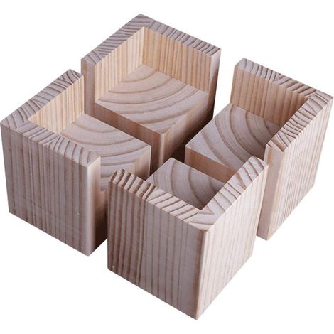 Rehausseur De Lit - Bois Massif - Hauteur 10 Cm - Pour Lits Canapés Fauteuils Bureaux - Lot De 4 (1/5)